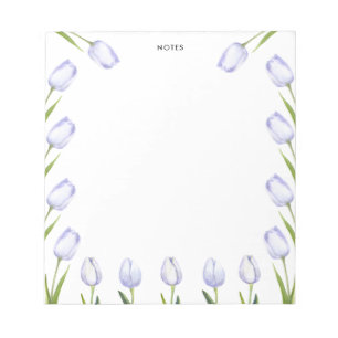Elegante Wasserfarbe Lila Tulip Blumen Blumen Notizblock