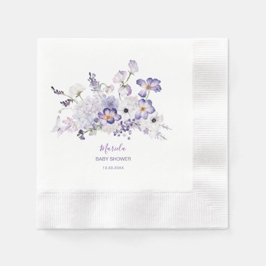 Elegante Wasserfarbe Lilac Blume Babydusche Serviette (Vorderseite)