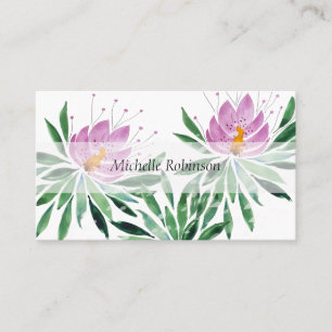 Elegante Wasserfarbe Lotusblume Professionell Visitenkarte