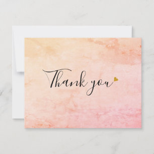 Elegante Wasserfarbe Marmor Schrift Gold Herz Dankeskarte