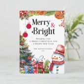 Elegante Wasserfarbe Merry & Bright Weihnachten (Stehend Vorderseite)