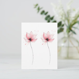 Elegante Wasserfarbe Minimalistische rosa florale Karte
