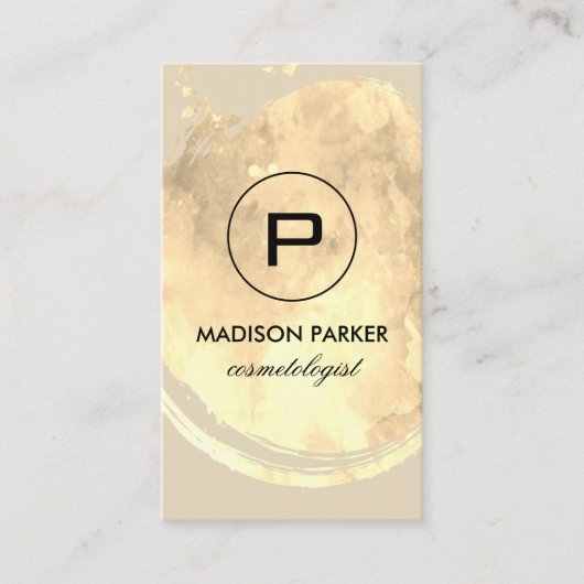 Elegante Wasserfarbe mit Monogramm gebürstet Visitenkarte (Vorderseite)