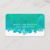 Elegante Wasserfarbe Moderne Minimalsit Blaues Grü Visitenkarte (Vorderseite)