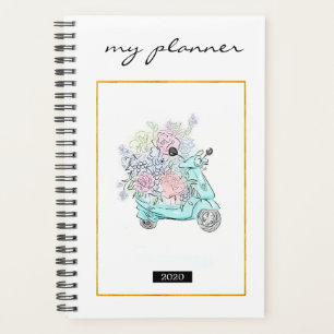 Elegante Wasserfarbe Moderne Minze Blume Golg Bike Planer