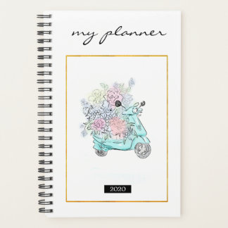 Elegante Wasserfarbe Moderne Minze Blume Golg Bike Planer