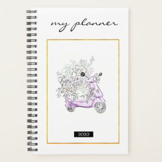 Elegante Wasserfarbe Moderne rosa Blume Golg Bike Planer
