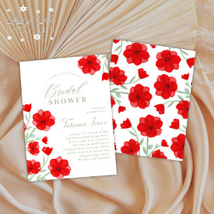 Elegante Wasserfarbe Mohn Florale Brautparty Einladung