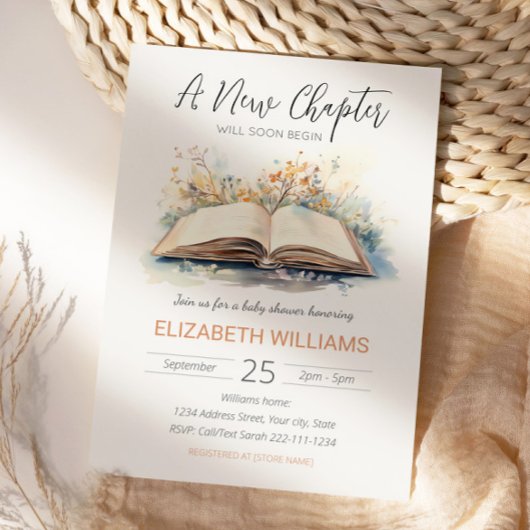 Elegante Wasserfarbe Neue Kapitel Kinderdusche Einladung