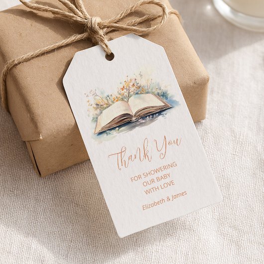 Elegante Wasserfarbe Neue Kapitel Kinderdusche Geschenkanhänger