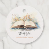 Elegante Wasserfarbe Neue Kapitel Kinderdusche Geschenkanhänger (Rückseite)