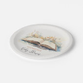 Elegante Wasserfarbe Neue Kapitel Kinderdusche Pappteller (Schrägansicht)