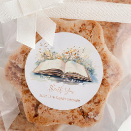 Elegante Wasserfarbe Neue Kapitel Kinderdusche Runder Aufkleber