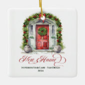 Elegante Wasserfarbe Neue Zuhause Weihnachten Keramikornament (Vorderseite)