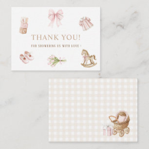 Elegante Wasserfarbe-Nursery Girl Beige Rosa Spie Mitteilungskarte