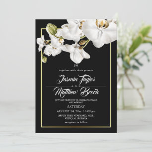 Elegante Wasserfarbe Orchidee Dunkle Hochzeit Einladung
