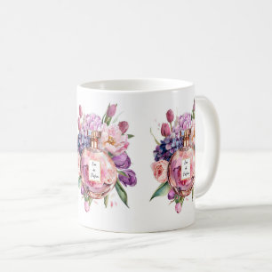 Elegante Wasserfarbe Parfüm Flasche mit Blume Tass Kaffeetasse