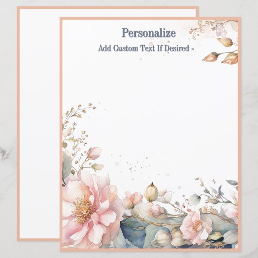 Elegante Wasserfarbe Pastell Blumen Personalized (Vorne/Hinten)