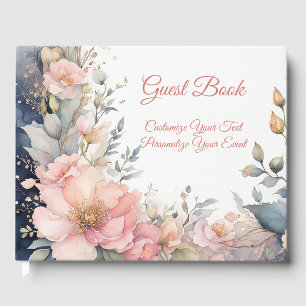 Elegante Wasserfarbe Pastell Blumen Persönliches E Gästebuch