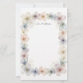 Elegante Wasserfarbe Pastell Blumenrand Name Briefpapier (Vorderseite)