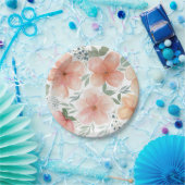 Elegante Wasserfarbe Peach Floral Pappteller (Party)