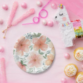 Elegante Wasserfarbe Peach Floral Pappteller (Party)