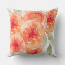 Elegante Wasserfarbe Peach Peonies Floral Kissen