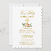 Elegante Wasserfarbe Peach Weiße Blumengemeinschaf Einladung (Vorderseite)