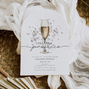 Elegante Wasserfarbe Perlen- & Prosecco-Brautjungf Einladung