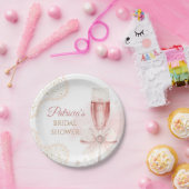 Elegante Wasserfarbe Perlen- und Prosecco-Junggese Pappteller (Party)