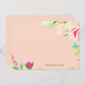 Elegante Wasserfarbe Personalisiert Blütenrot Mitteilungskarte (Vorne/Hinten)
