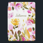 Elegante Wasserfarbe Personalisiert Name Boho iPad Pro Cover<br><div class="desc">Eleganter,  gelber Rosa Personalisierter Fall</div>