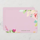 Elegante Wasserfarbe Personalisierte Fuchsia Mitteilungskarte (Vorne/Hinten)