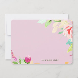Elegante Wasserfarbe Personalisierte Fuchsia Mitteilungskarte