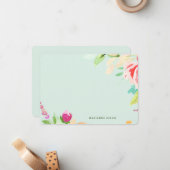Elegante Wasserfarbe Personalisierte Minze Blau Mitteilungskarte (Vorderseite/Rückseite Beispiel)