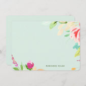 Elegante Wasserfarbe Personalisierte Minze Blau Mitteilungskarte (Vorne/Hinten)