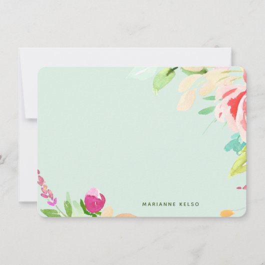 Elegante Wasserfarbe Personalisierte Minze Blau Mitteilungskarte (Vorderseite)