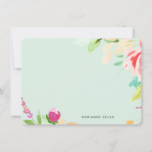 Elegante Wasserfarbe Personalisierte Minze Blau Mitteilungskarte