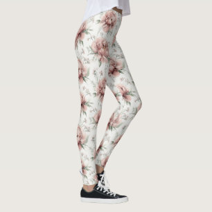 Elegante Wasserfarbe Pfingstrose Floralmuster Legg Leggings