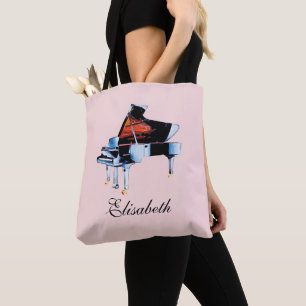 Elegante Wasserfarbe-Piano-Themen-Personalisierung Tasche