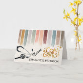 Elegante Wasserfarbe Pinselstrich Nurse Abschluss Karte (Gelbe Blume)