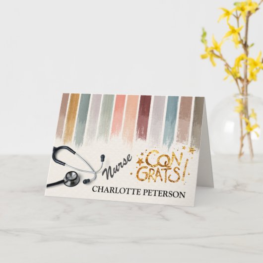 Elegante Wasserfarbe Pinselstrich Nurse Abschluss Karte (Gelbe Blume)