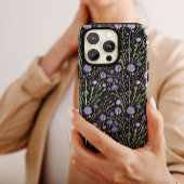 Elegante Wasserfarbe Purple Blumen Grüne Schwarz Case-Mate iPhone Hülle