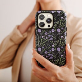 Elegante Wasserfarbe Purple Blumen Grüne Schwarz Case-Mate iPhone Hülle