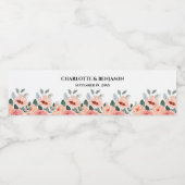 Elegante Wasserfarbe Romantische Blumenhochzeit Wasserflaschenetikett (Einzelnes Label)