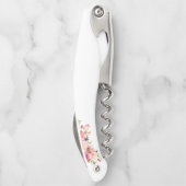 Elegante Wasserfarbe Rosa Blauer Goldmedaille Hoch Kellnermesser (Rückseite)