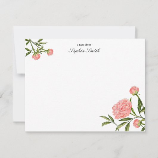 Elegante Wasserfarbe Rosa Blume Dankeskarte (Vorderseite)