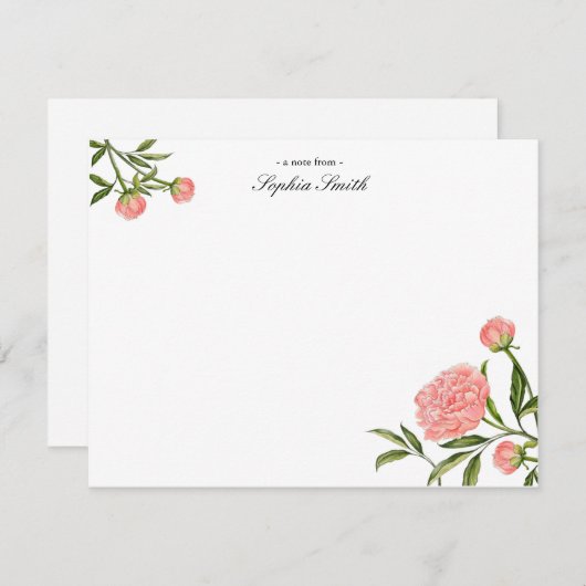 Elegante Wasserfarbe Rosa Blume Dankeskarte (Vorne/Hinten)