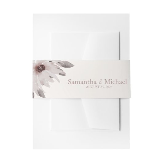 Elegante Wasserfarbe Rosa Blume Hochzeit Einladungsbanderole (Vorderseite Beispiel)