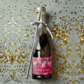 Elegante Wasserfarbe Rosa Blume Hochzeit Mini Schaumweinetikett